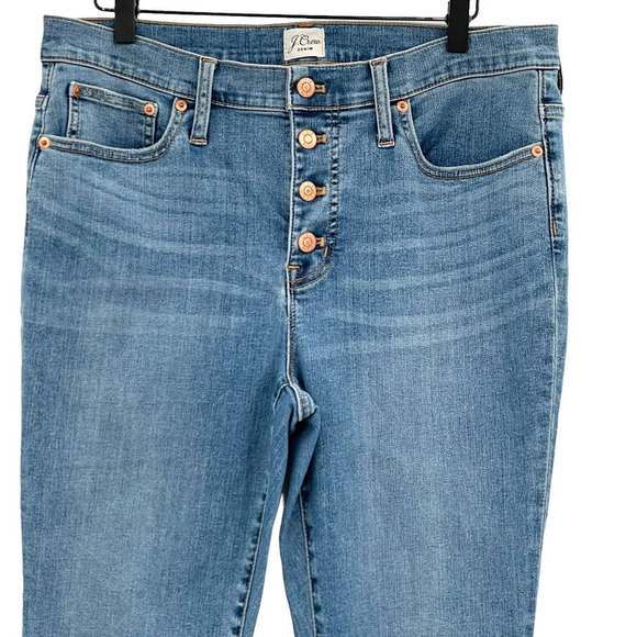 J. Crew 9" High Rise Toothpick Jeans Buffalo Wash Stretch Denim | Petite Size 32 - Picture 3 of 10